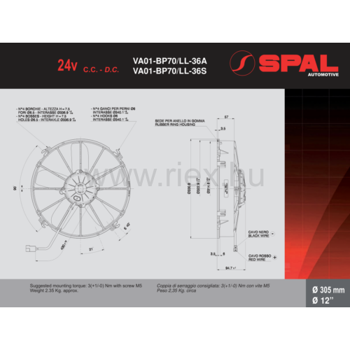 VA01-BP70/LL-36S SPAL Ventilátor