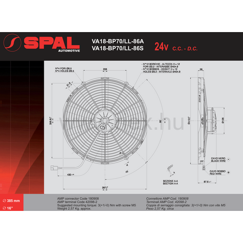Va18-BP70/LL-86S SPAL Ventilátor
