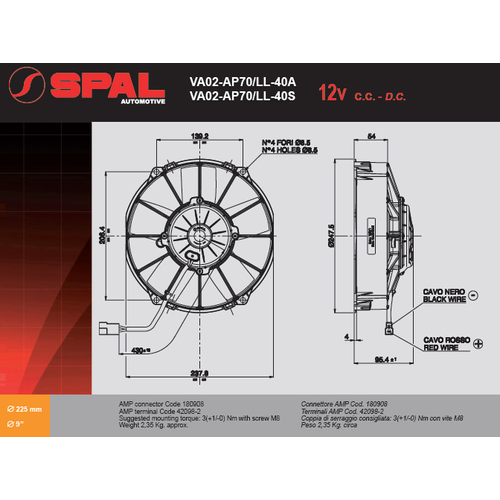 Va02-AP70/LL-40S SPAL Ventilátpr