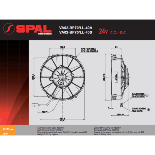 VA02-BP70/LL-40S SPAL Ventilátor
