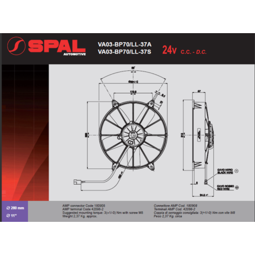 VA03-BP70/LL-37S SPAL Ventilátor