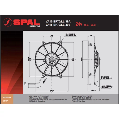 VA15-BP70/LL-39S SPAL Ventilátor