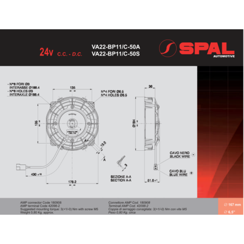 VA22-BP11/C-50A SPAL Ventilátor
